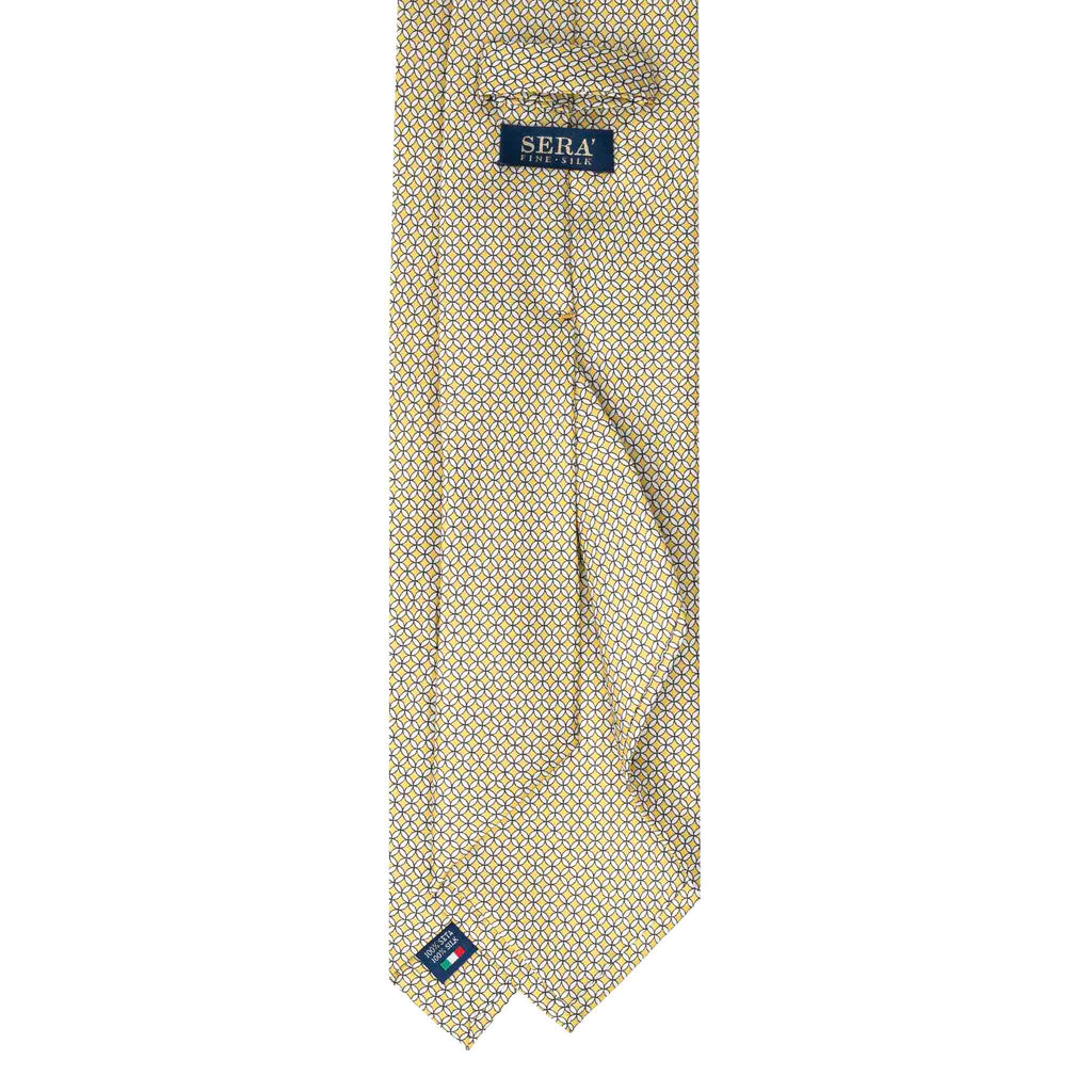 Yellow Silk Tie with White Small Squares Serà Fine Silk