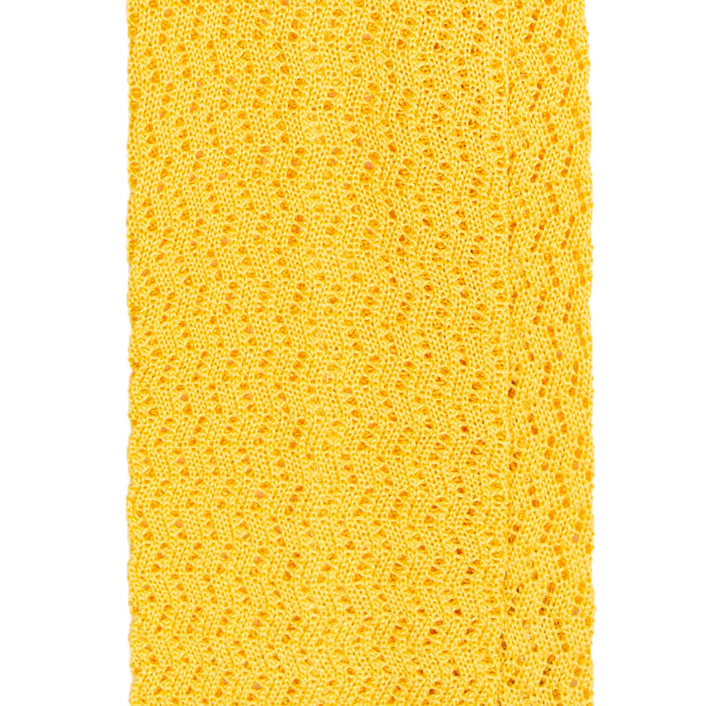 Yellow Zig Zag V Point Knitted Silk Tie Serà Fine Silk