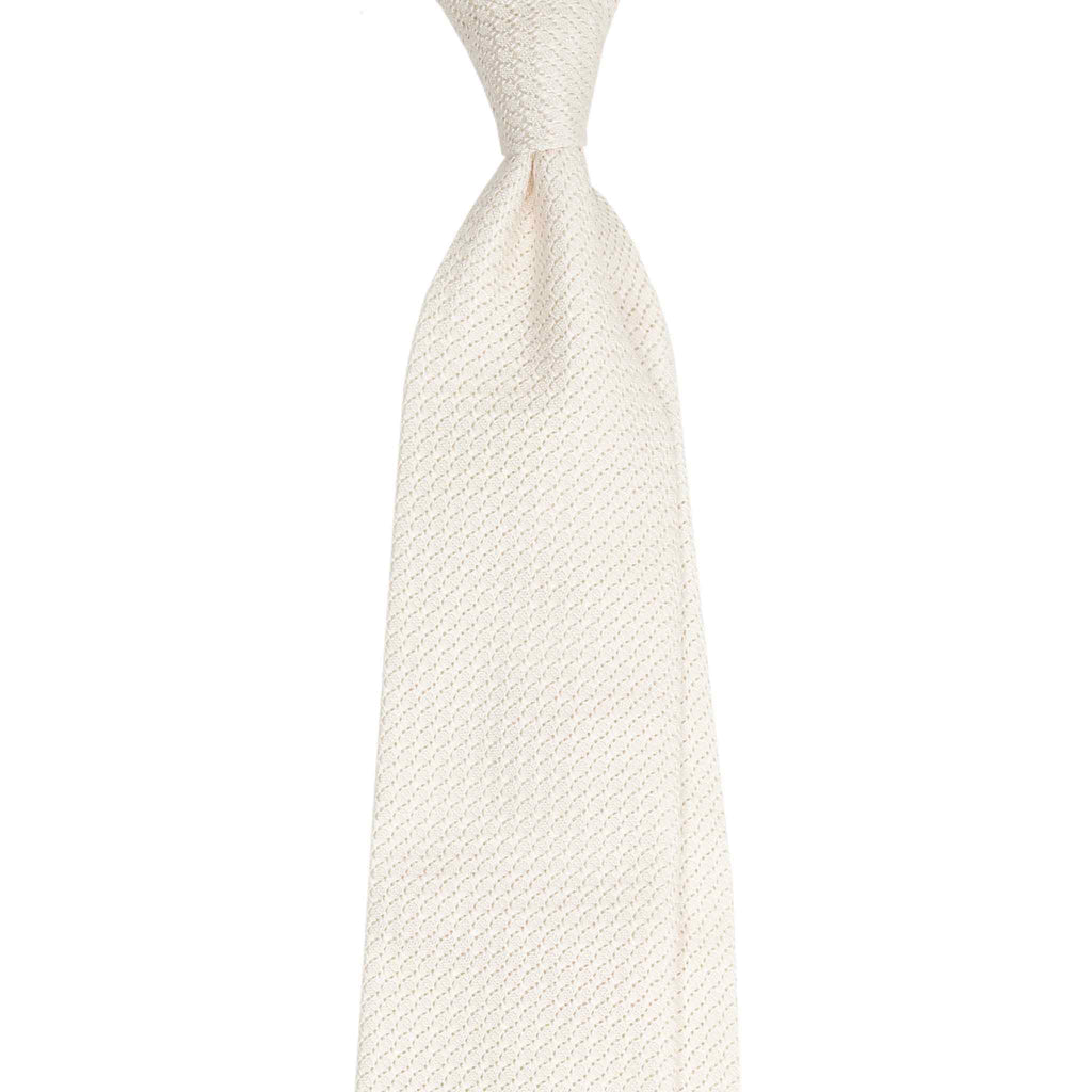 White Garza Grossa Grenadine Silk Tie Serà Fine Silk