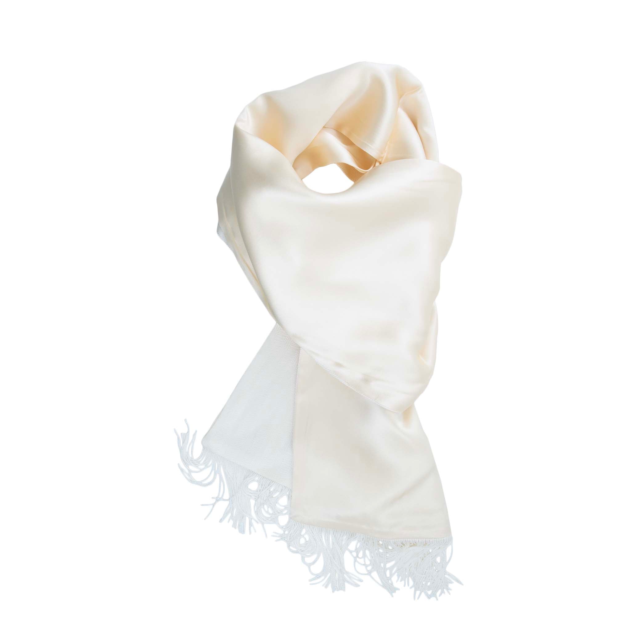 White Herringbone Silk Tuxedo Scarf | Serà Fine Silk