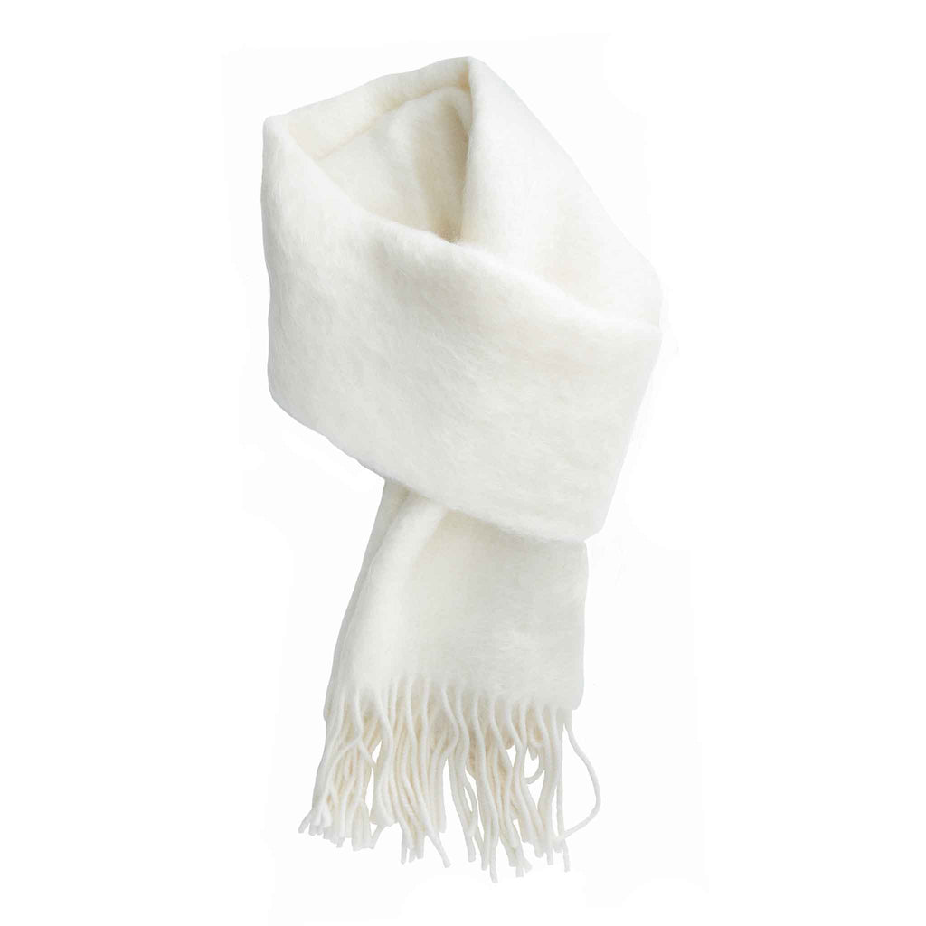 White Silk and Merino Wool Scarf Serà Fine Silk