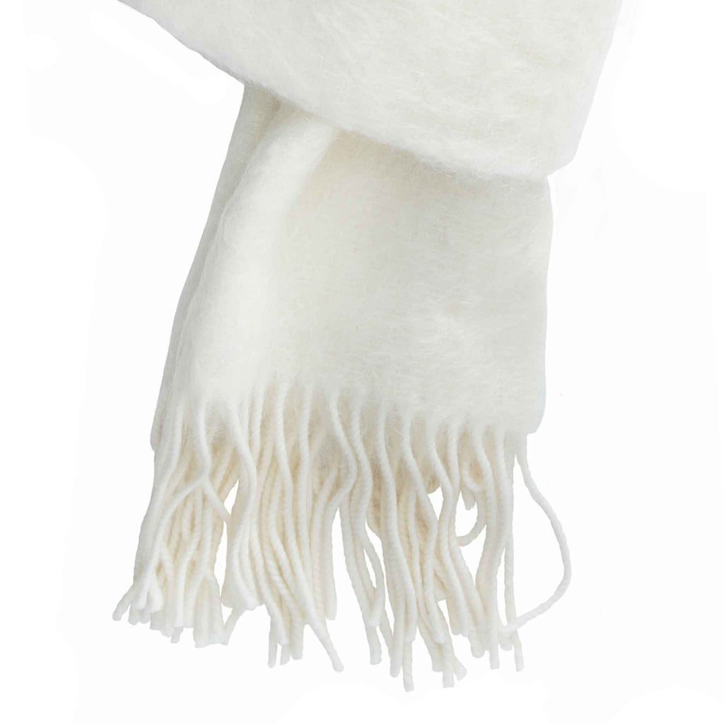White Silk and Merino Wool Scarf Serà Fine Silk