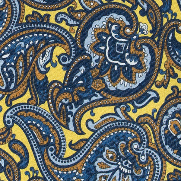 Yellow and Blue Big Paisley Silk Tie Serà Fine Silk