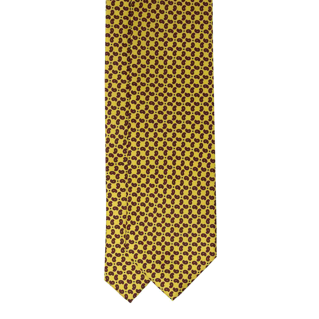 Yellow and Burgundy Paisley Silk Tie Serà Fine Silk