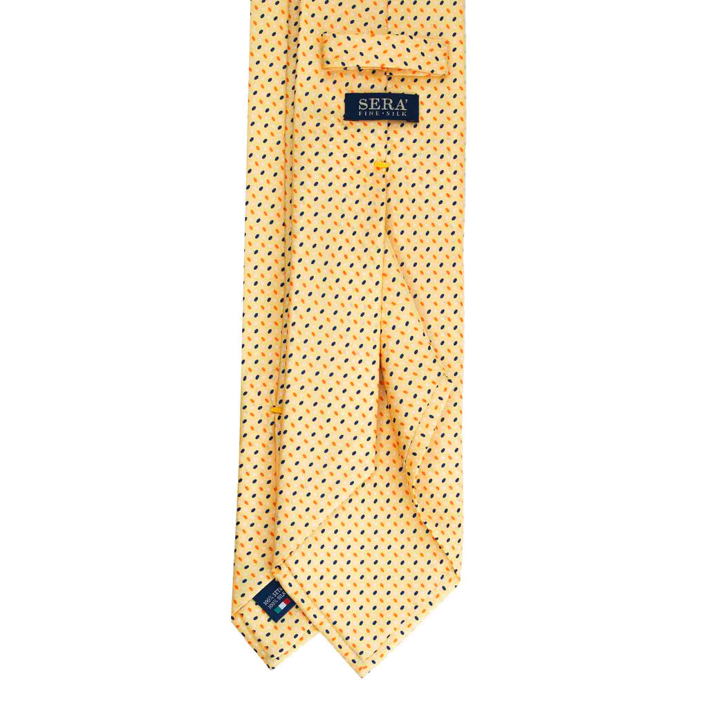 Yellow Silk Tie with Micro Oval Pattern Serà Fine Silk