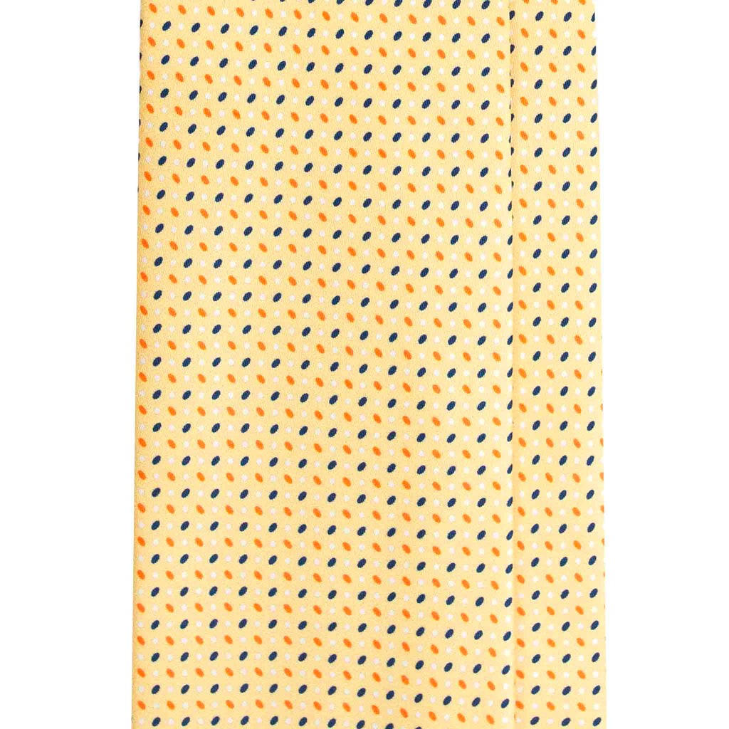 Yellow Silk Tie with Micro Oval Pattern Serà Fine Silk