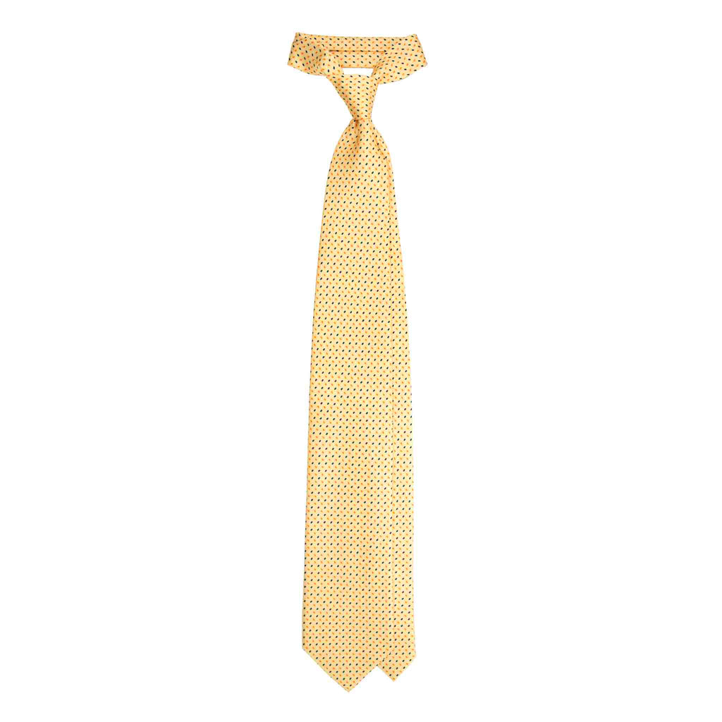 Yellow Silk Tie with Micro Oval Pattern Serà Fine Silk