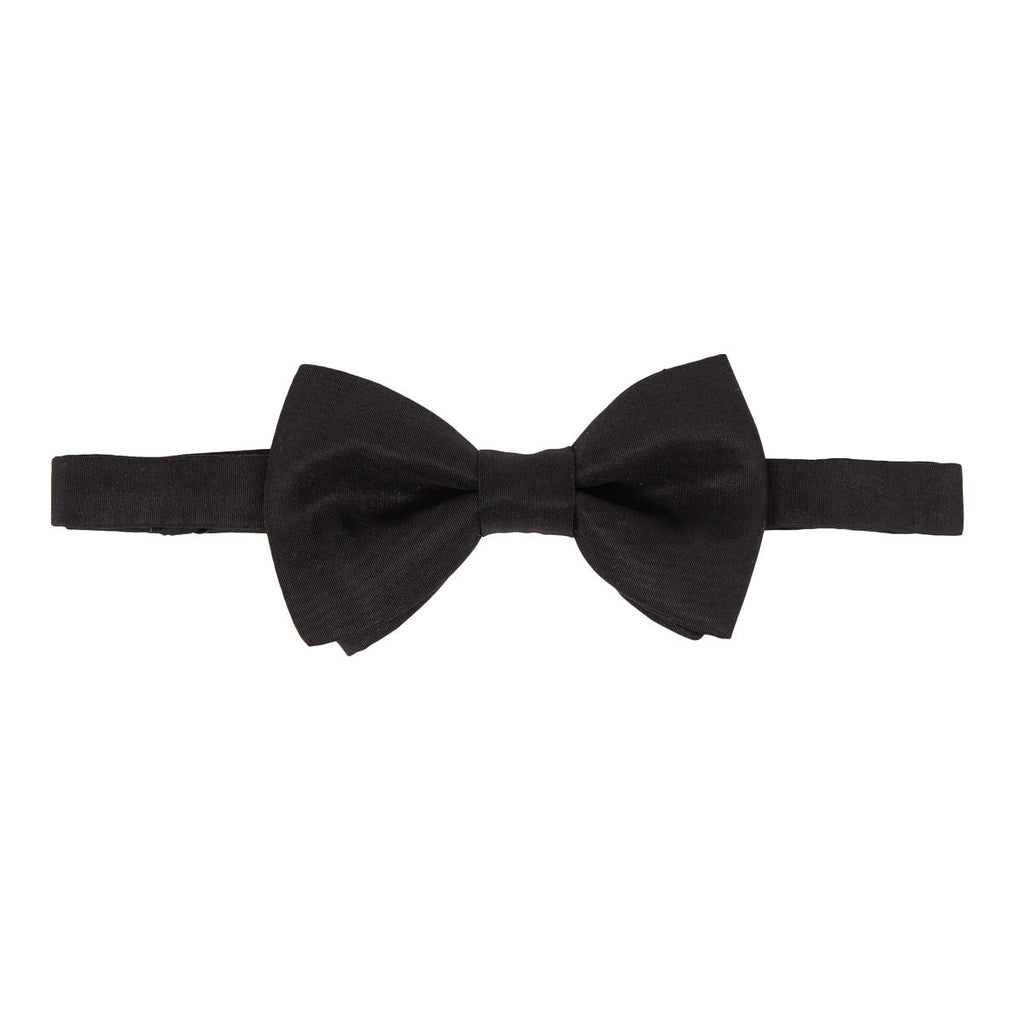 Black Pre-Tied Silk Moire Bow Tie - serafinesilk