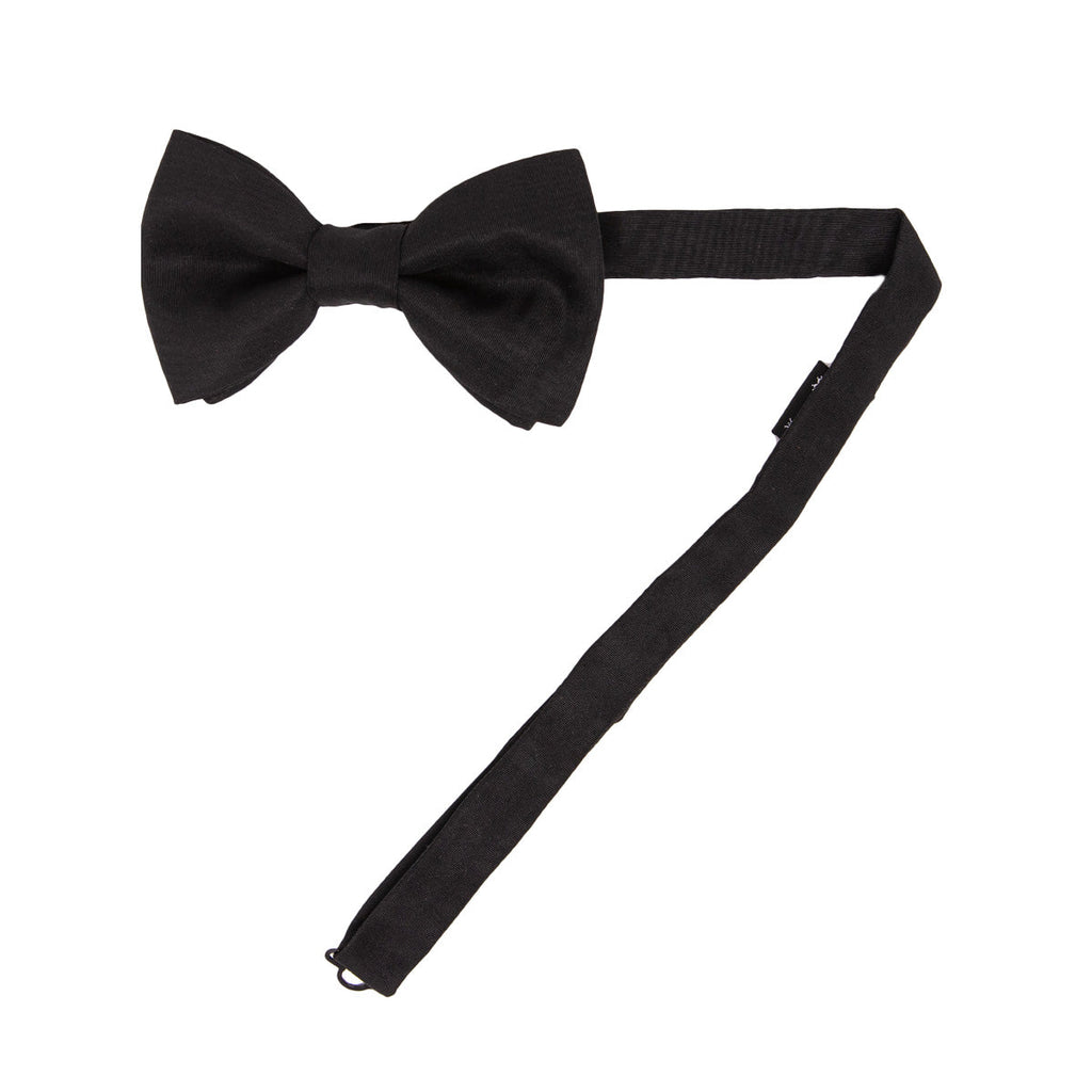 Black Pre-Tied Silk Moire Bow Tie - serafinesilk