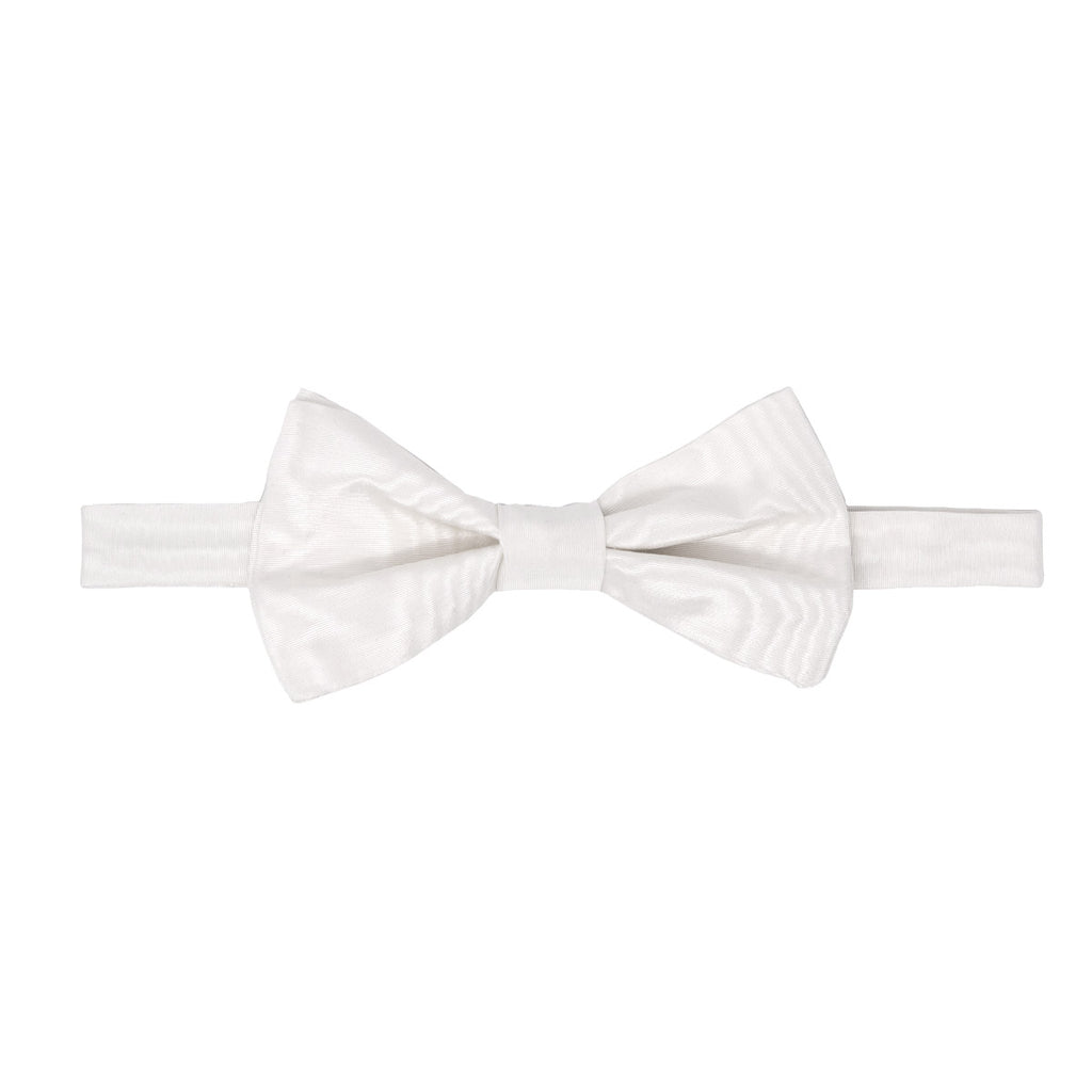 White Pre-Tied Silk Moire Bow Tie
