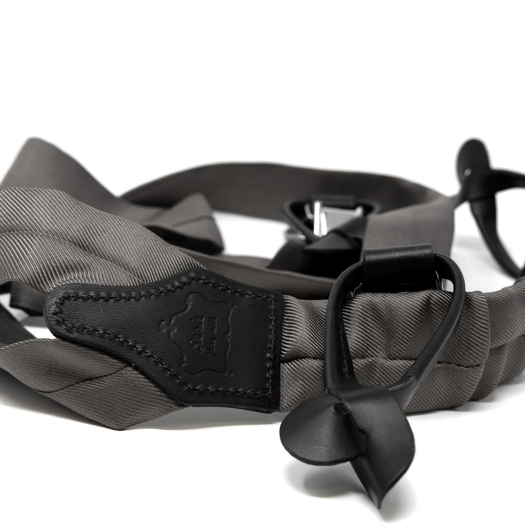 Dark Grey Silk Suspenders Serà Fine Silk