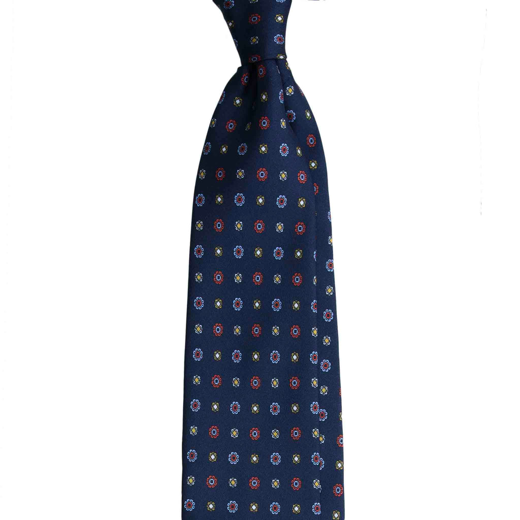 Blue Silk Tie Small Flowers Serà Fine Silk