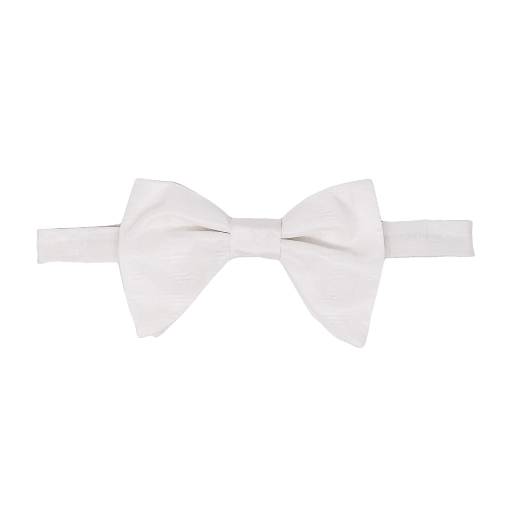 White Silk Textured Bow Tie Pre-Tied Butterfly Serà Fine Silk