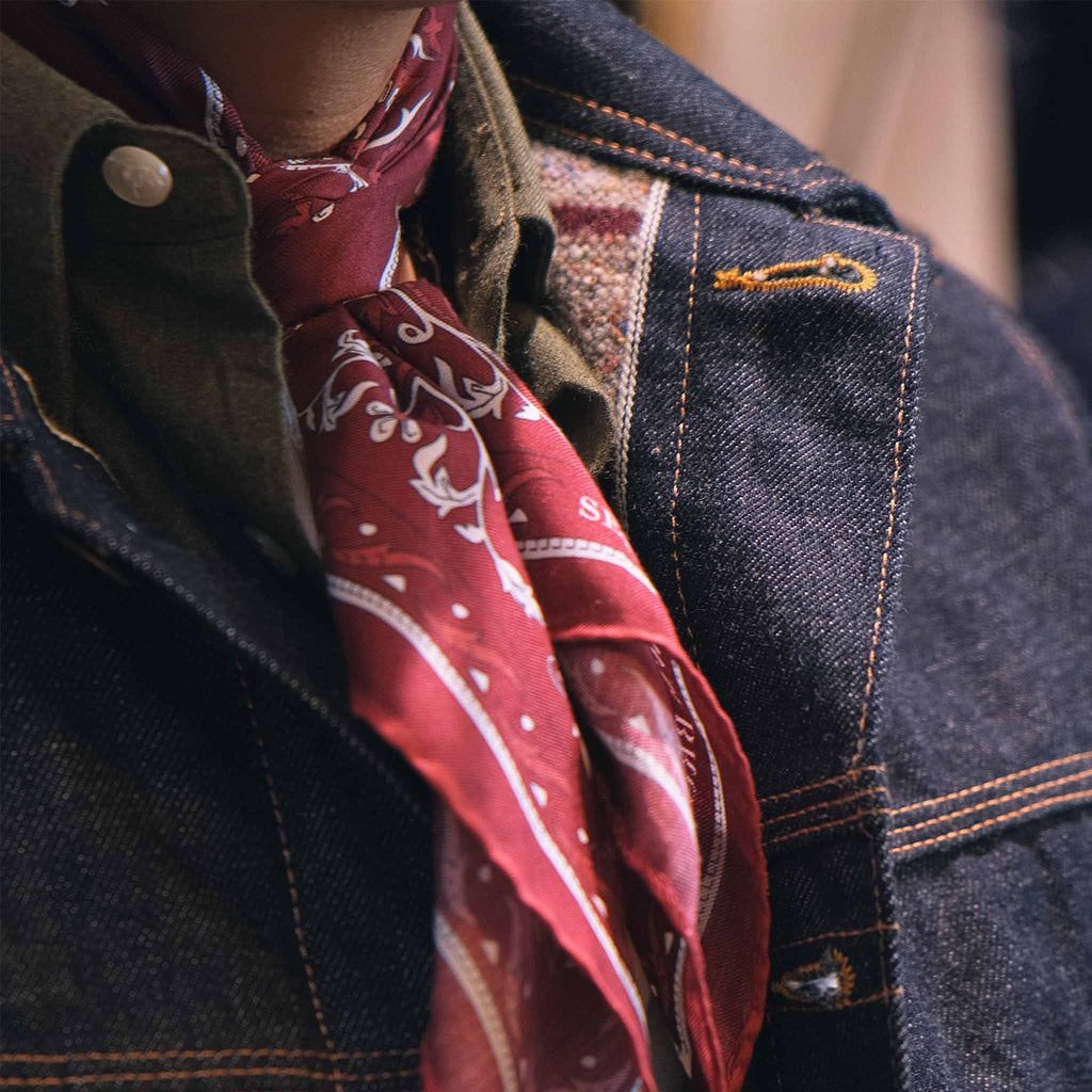 Serà x WM Brown Cotton & Silk Red Bandana Serà Fine Silk