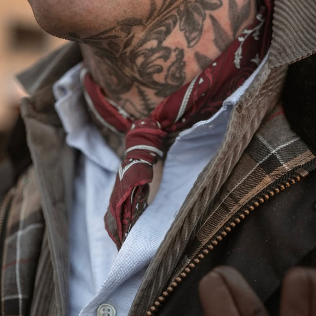 Serà x WM Brown Cotton & Silk Red Bandana Serà Fine Silk