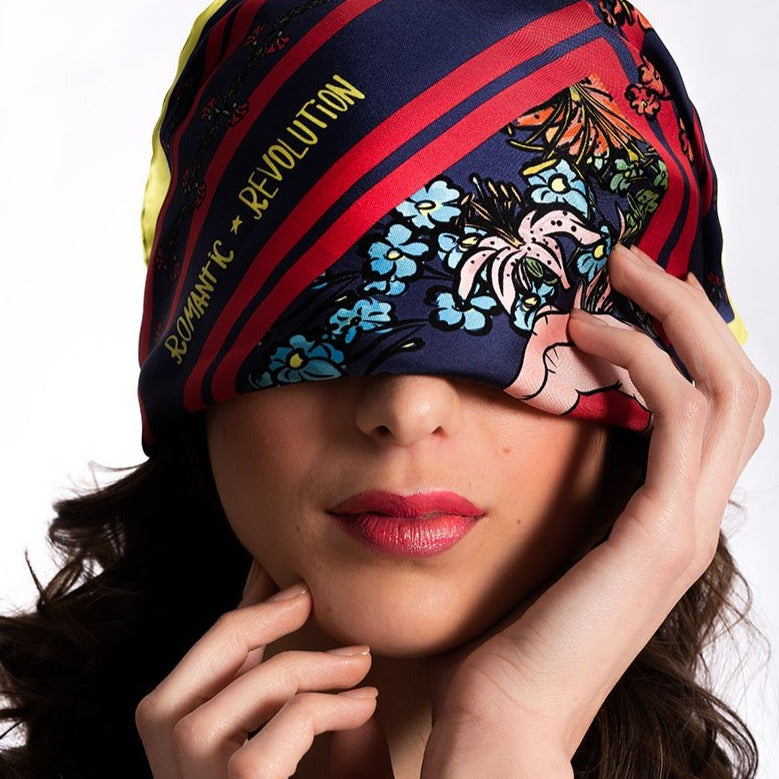 Romantic Revolution Dark Blue Silk Bandana