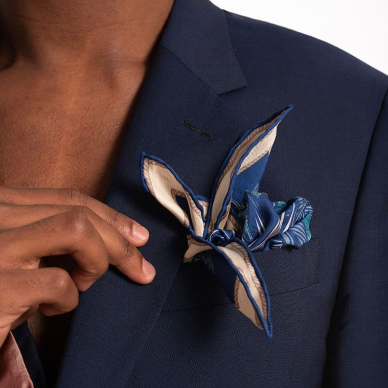 Eclectic spring in Portofino Blue Pocket Square