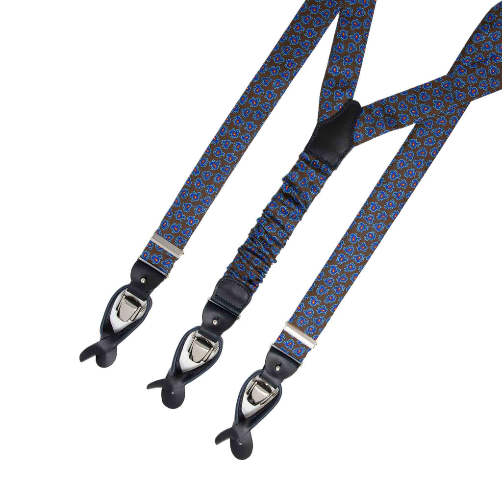 Sera fine silk - brown paisley silk suspenders