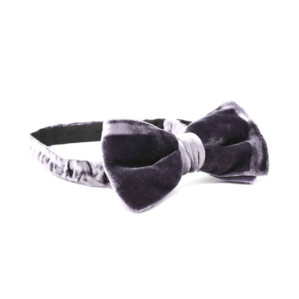 Grey Pre-Tied Silk Velvet Bow Tie - sera fine silk