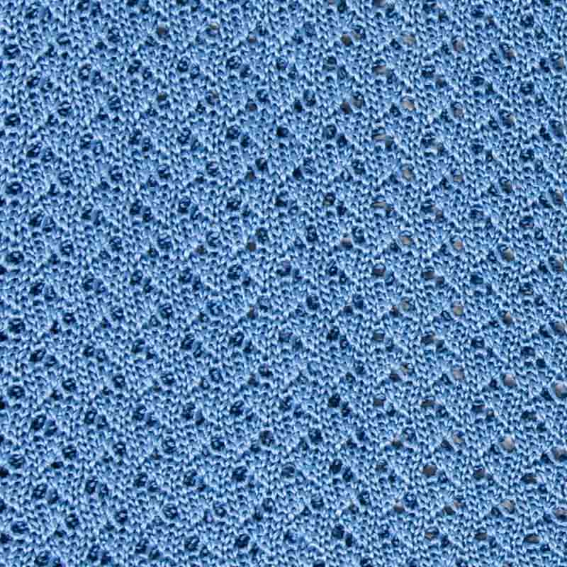 Sky Blue Hazelnut V Point Knitted Tie Serà Fine Silk