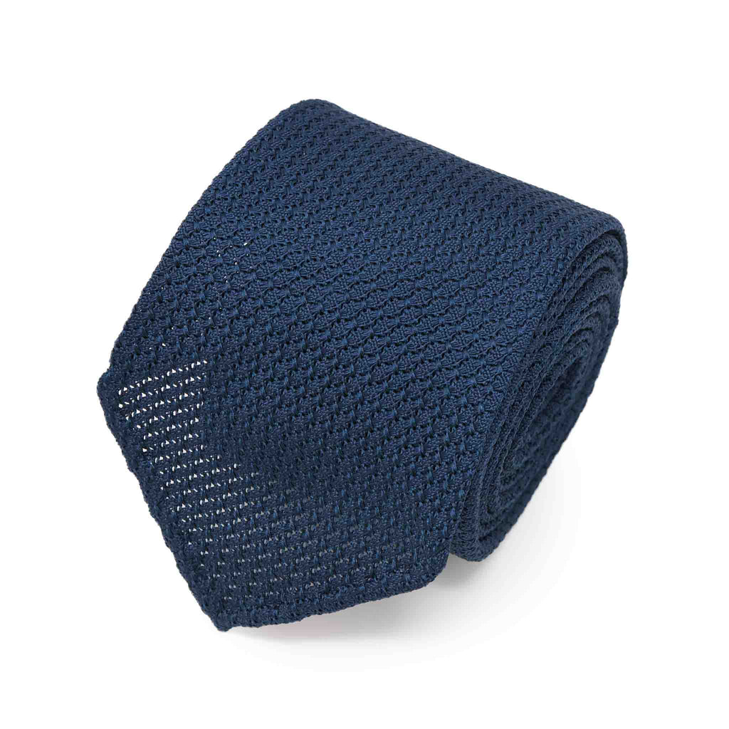 navy blue garza grossa grenadine silk tie - sera fine silk