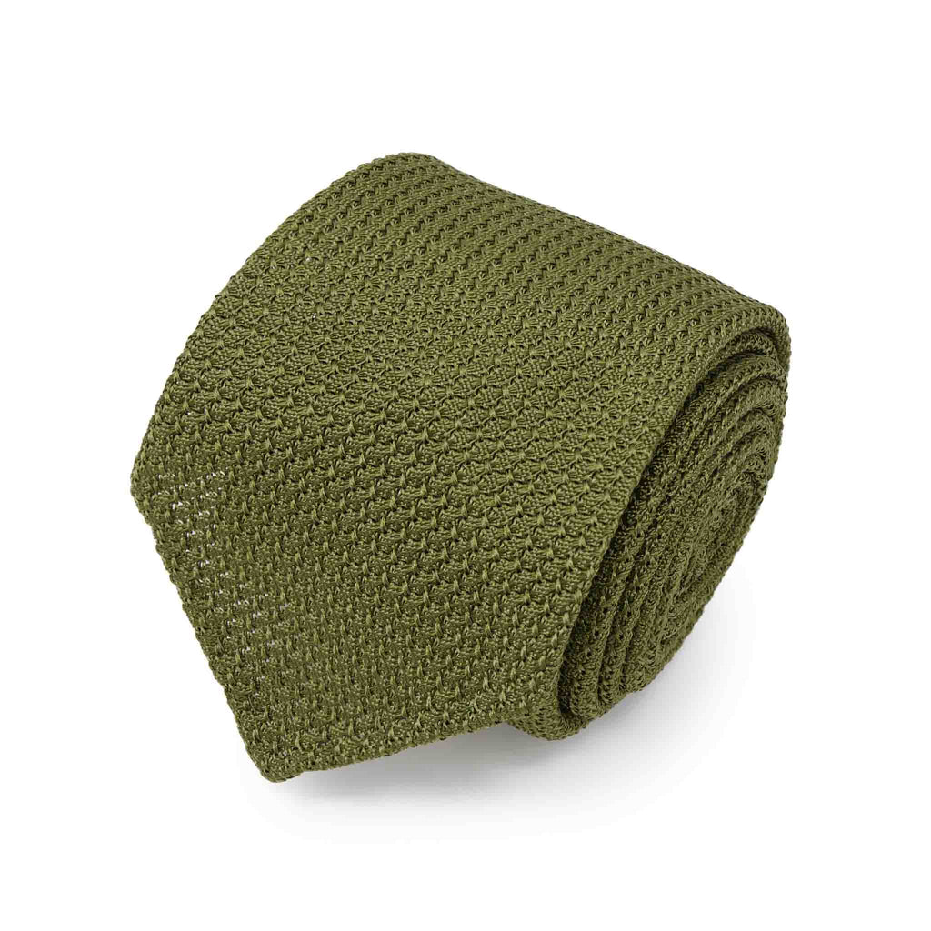 olive green garza grossa grenadine silk tie