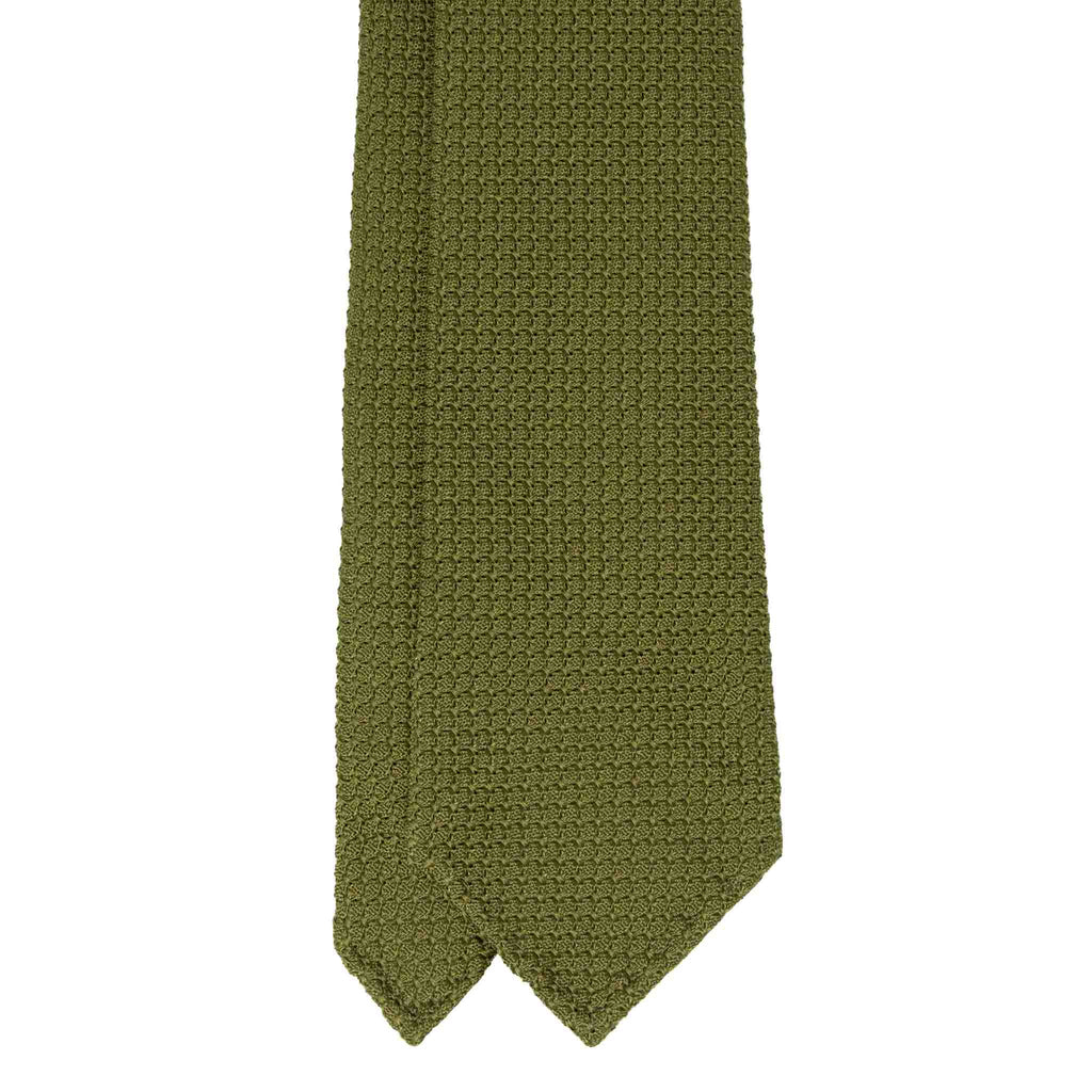 olive green garza grossa grenadine silk tie - sera fine silk