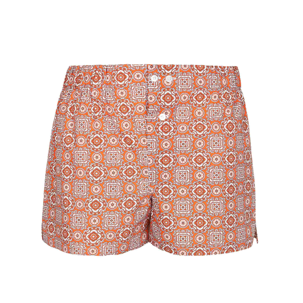 Orange Medallions Cotton BoxersA Serà Fine Silk