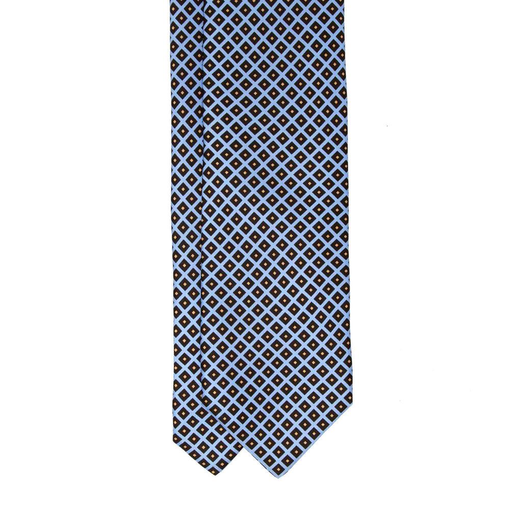 light blue squares patterned silk tie - serà fine silk