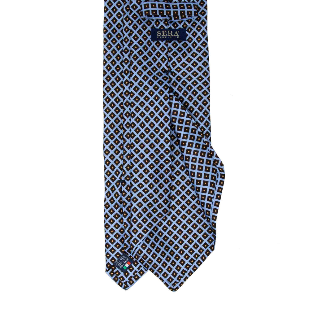 light blue squares patterned silk tie - serà fine silk