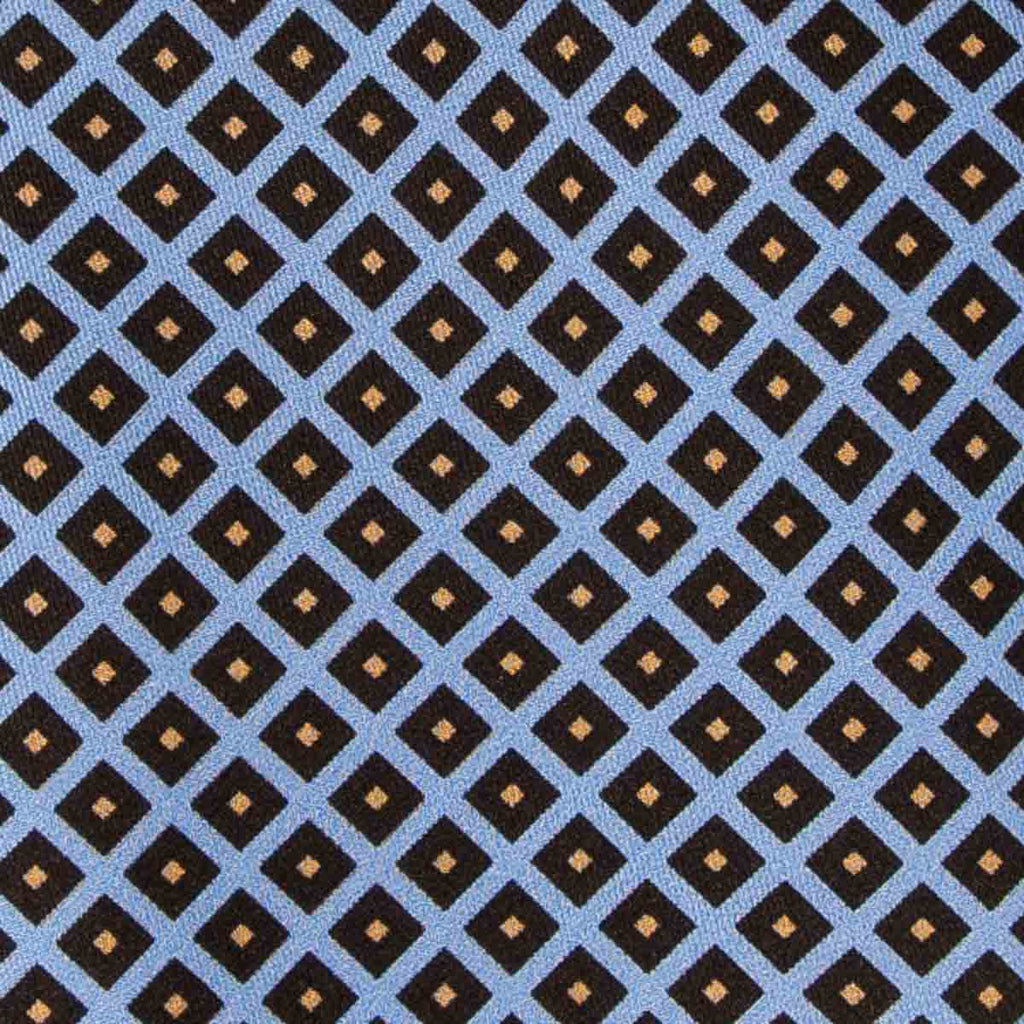 light blue squares patterned silk tie - serà fine silk