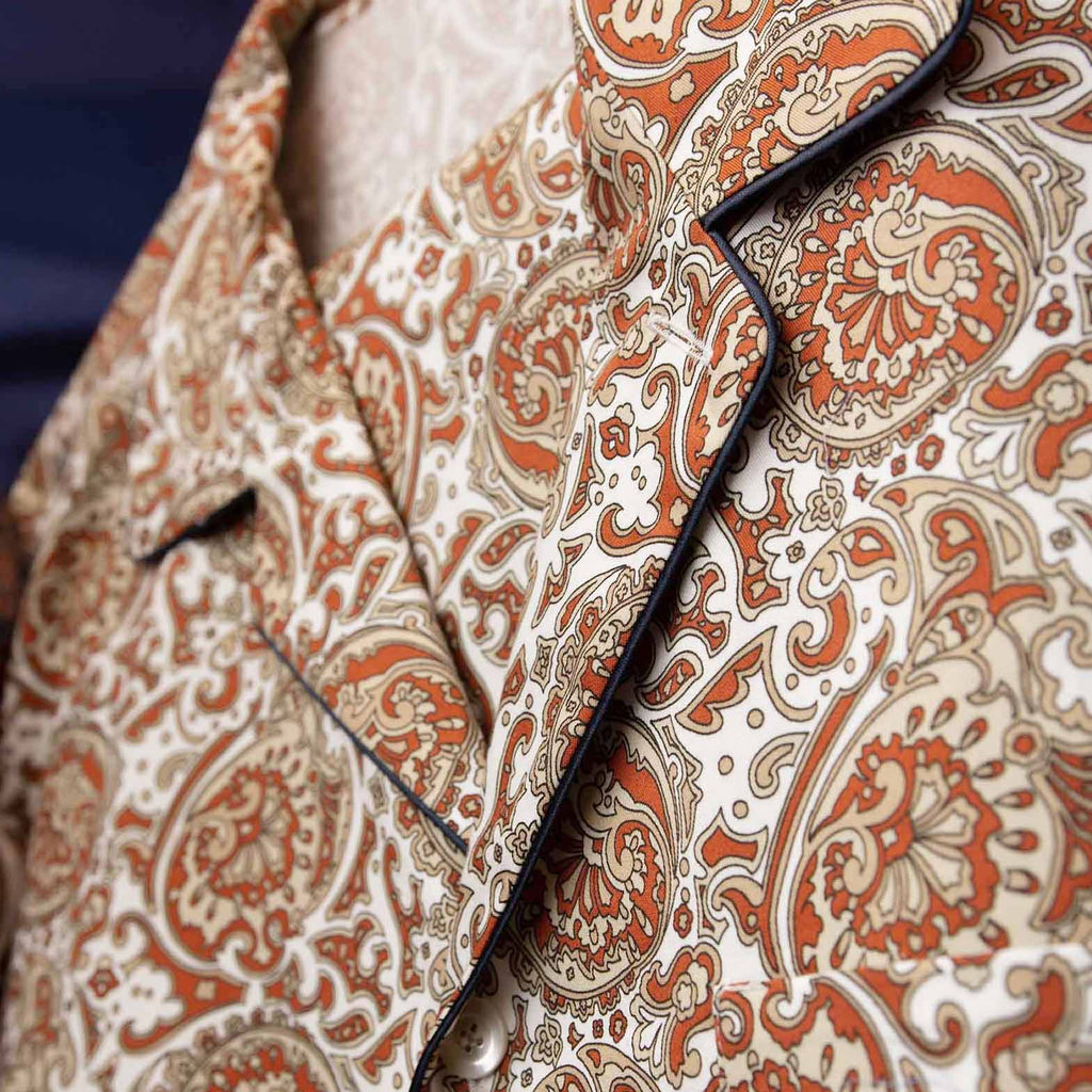 orange and white pattern cotton pajama - serà fine silk