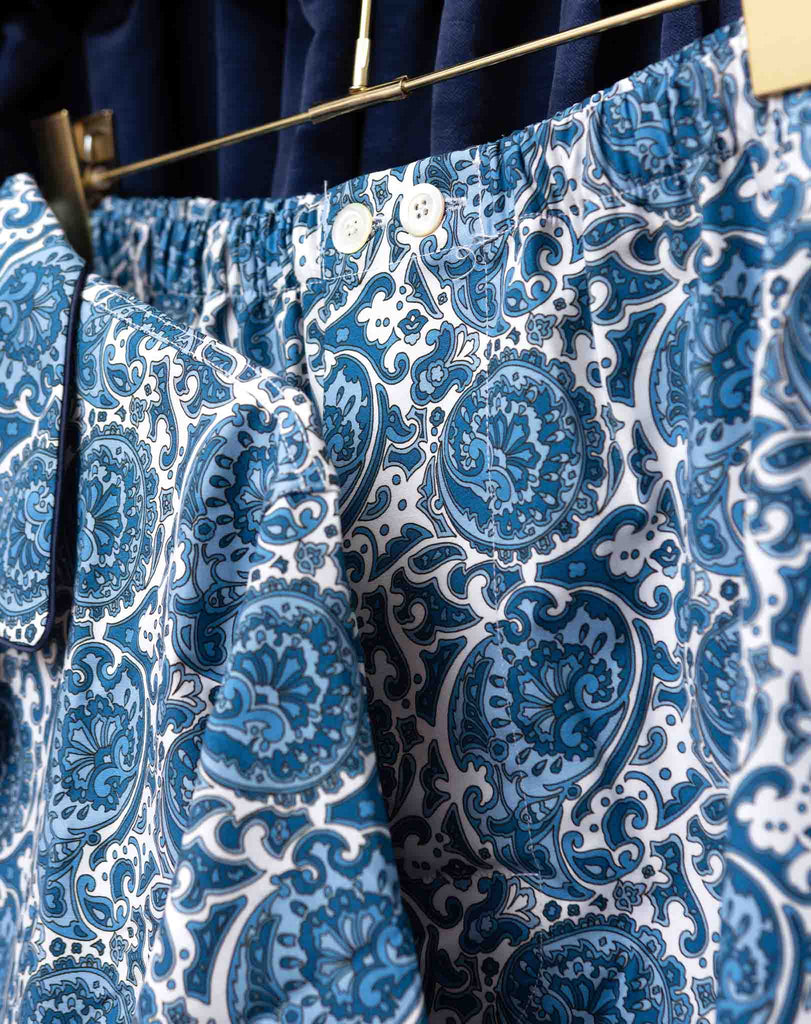 sera fine silk - blue and white pattern cotton pajama
