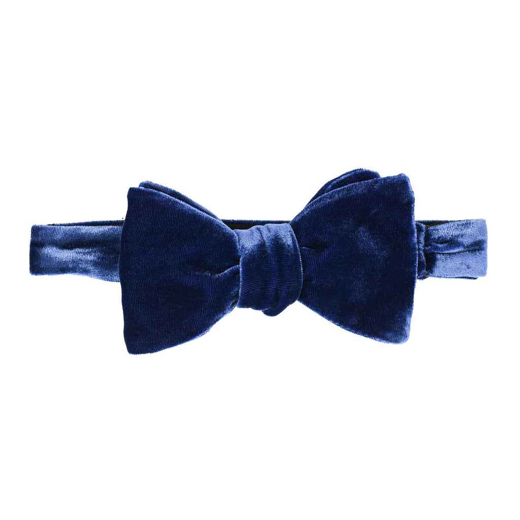 Royal Blue Self-Tie Silk Velvet Bow Tie - sera fine silk