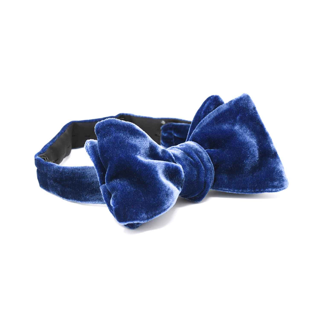 Royal Blue Self-Tie Silk Velvet Bow Tie - sera fine silk