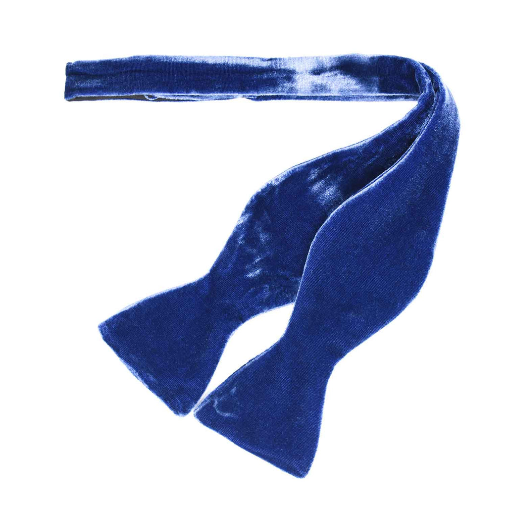 Royal Blue Self-Tie Silk Velvet Bow Tie - sera fine silk