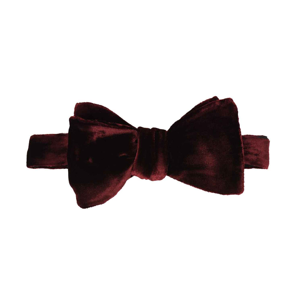Oxblood Self-Tie Silk Velvet Bow Tie - sera fine silk