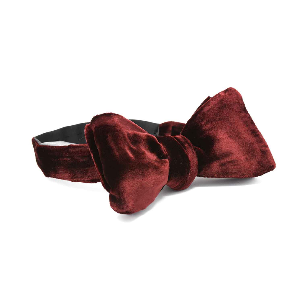 Oxblood Self-Tie Silk Velvet Bow Tie - sera fine silk