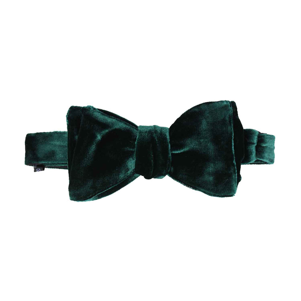 Green Self-Tie Silk Velvet Bow Tie - sera fine silk