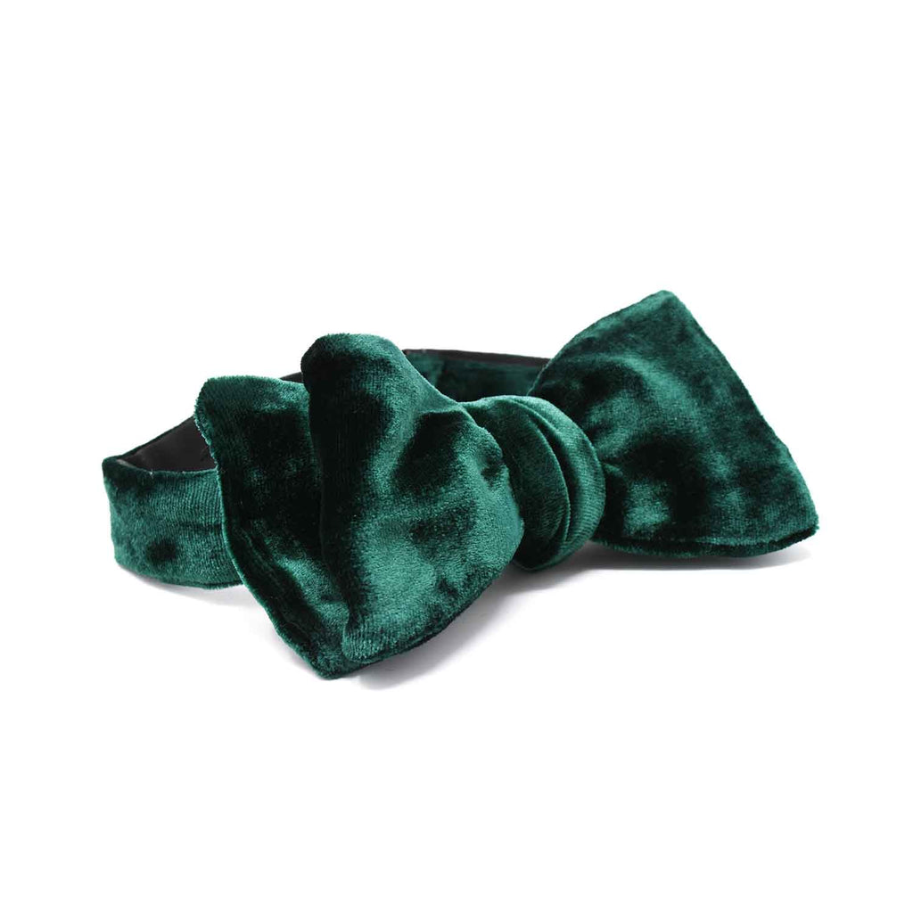 Green Self-Tie Silk Velvet Bow Tie - sera fine silk