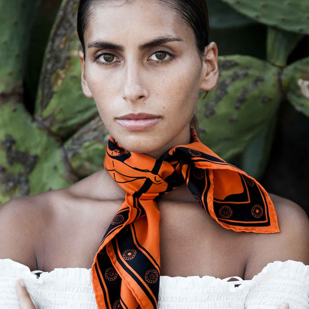 it's a beautiful day to leave me alone orange silk bandana