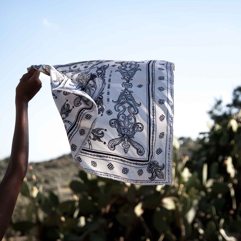 serafinesilk x fuffologist take your broken heart into art white silk bandana