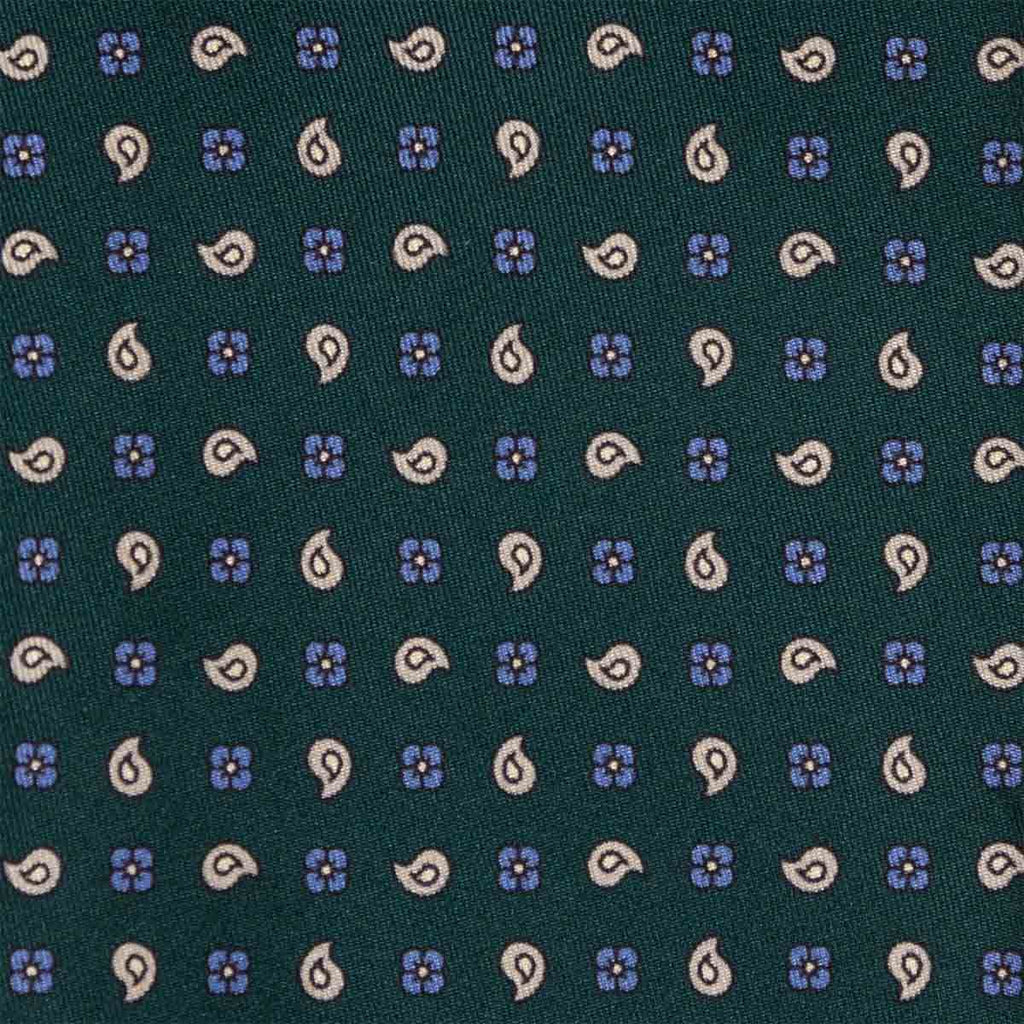 Green and Grey Paisley Silk Tie Serà Fine Silk