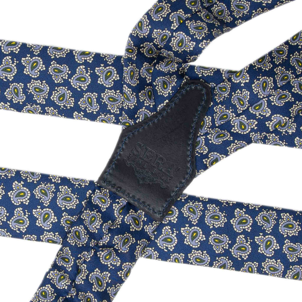 Sera fine silk - blue paisley silk suspenders