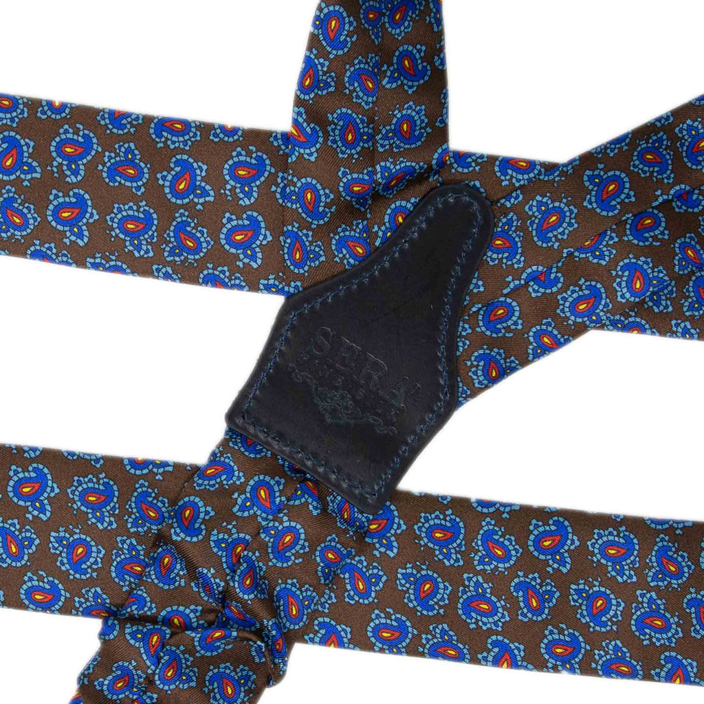 Sera fine silk - brown paisley silk suspenders