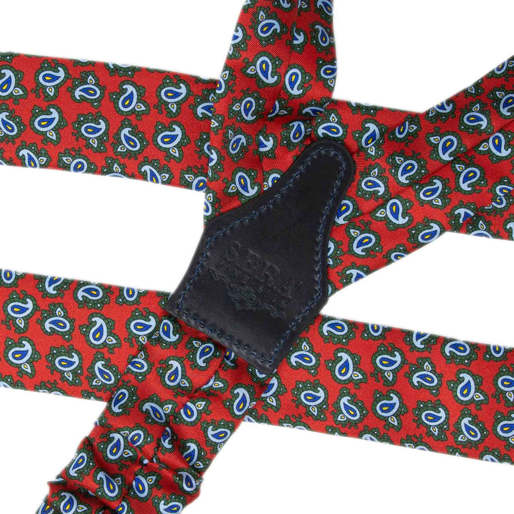 Sera fine silk - red paisley silk suspenders