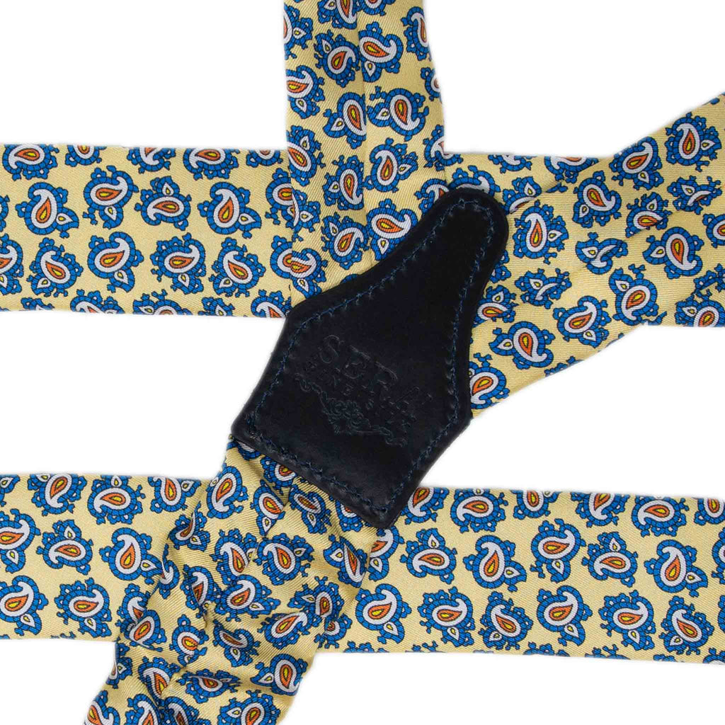 Sera fine silk - yellow paisley silk suspenders