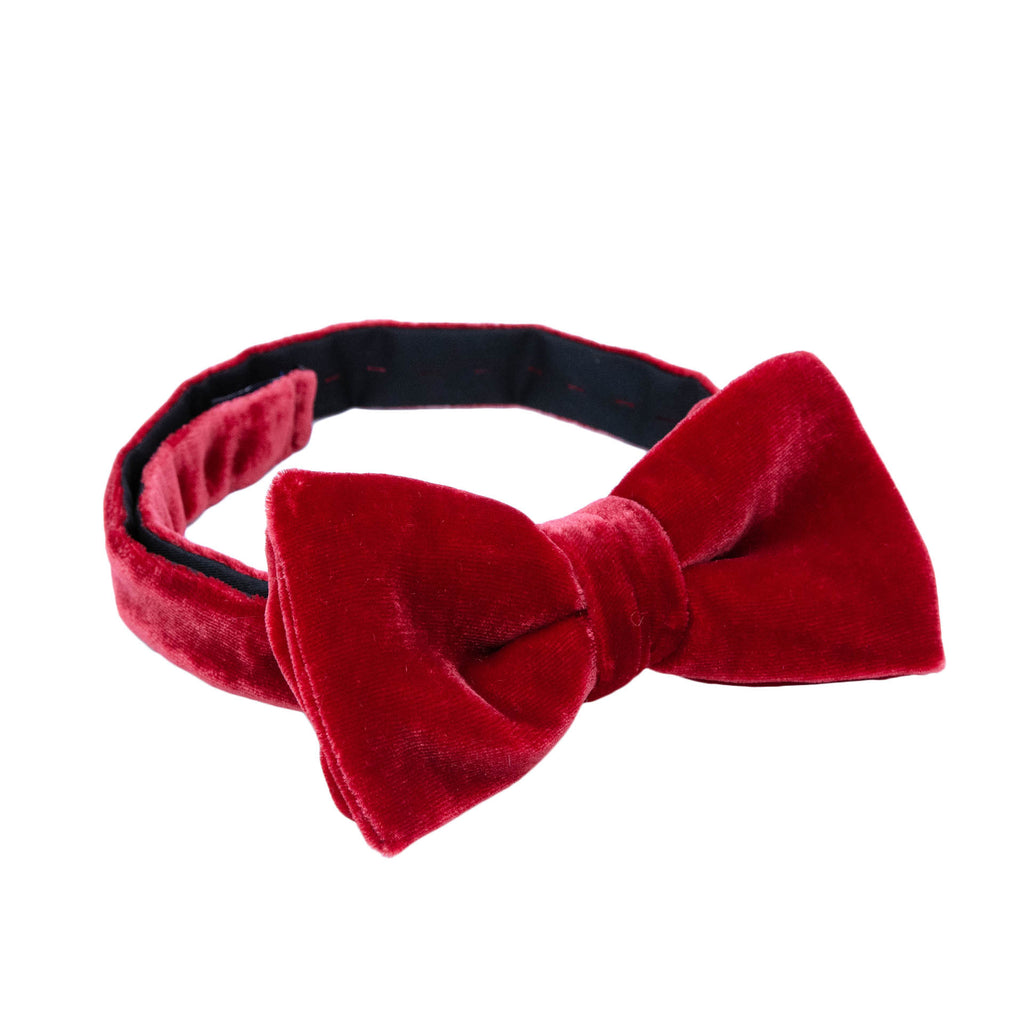 Cherry Pre-Tied Silk Velvet Bow Tie - sera fine silk