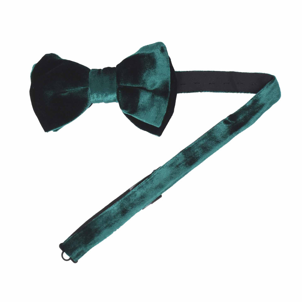 Green Pre-Tied Silk Velvet Bow Tie - sera fine silk