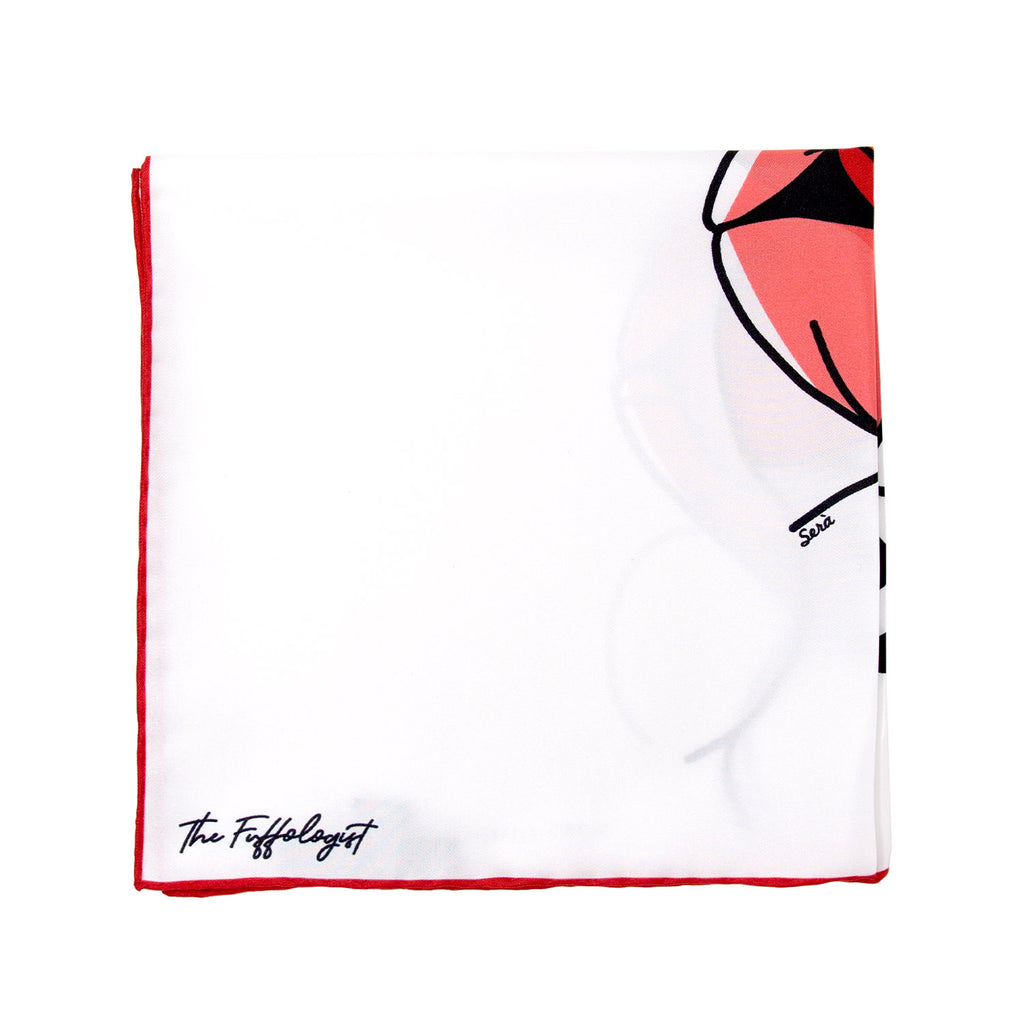 "When Flirting Turns Into Feelings" white silk pocket square